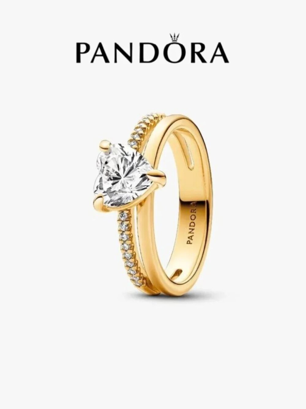 Pandora Double Band Heart Ring